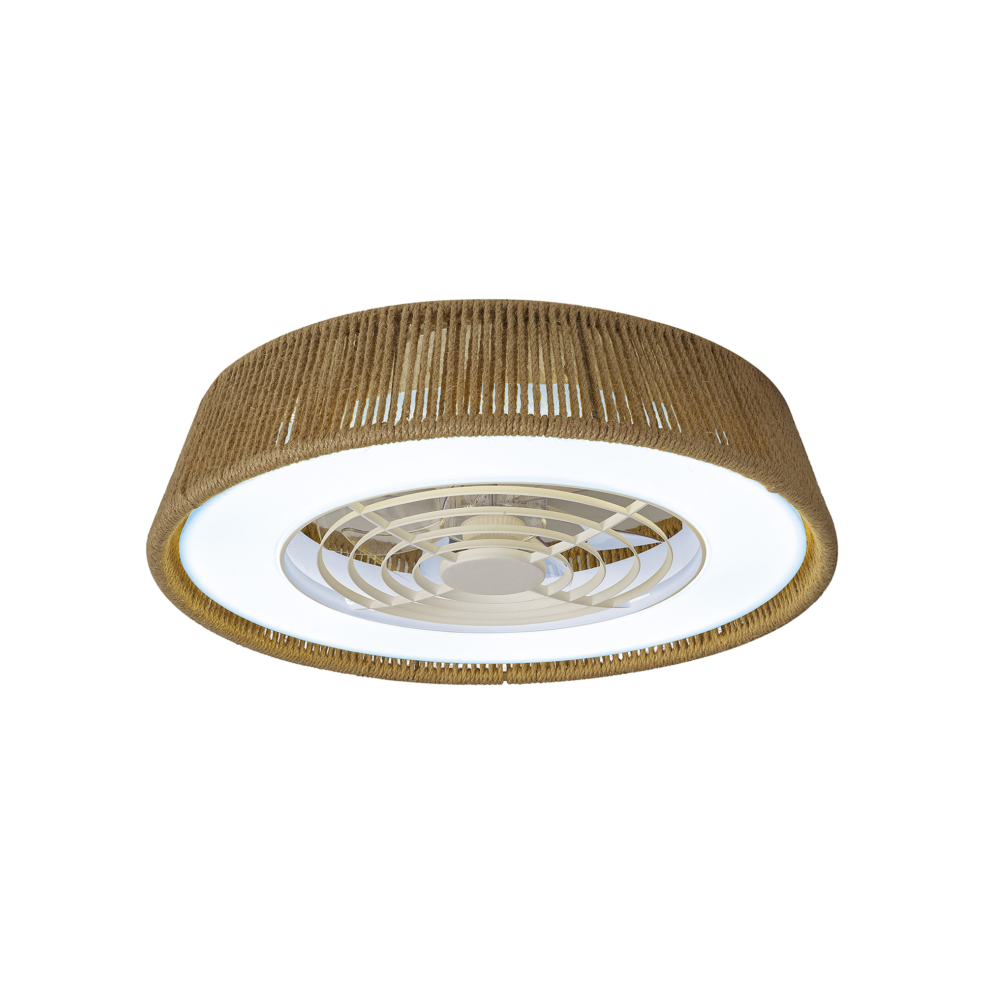 M8230  Polinesia Rope Mini 55W LED Dimmable Ceiling Light & Fan; Remote Controlled Beige Oscu